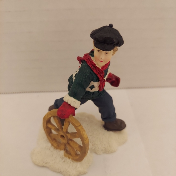 Mervyn's Village Square 1994 Boy With Wagon Wheel Figurine - Picture 1 of 7